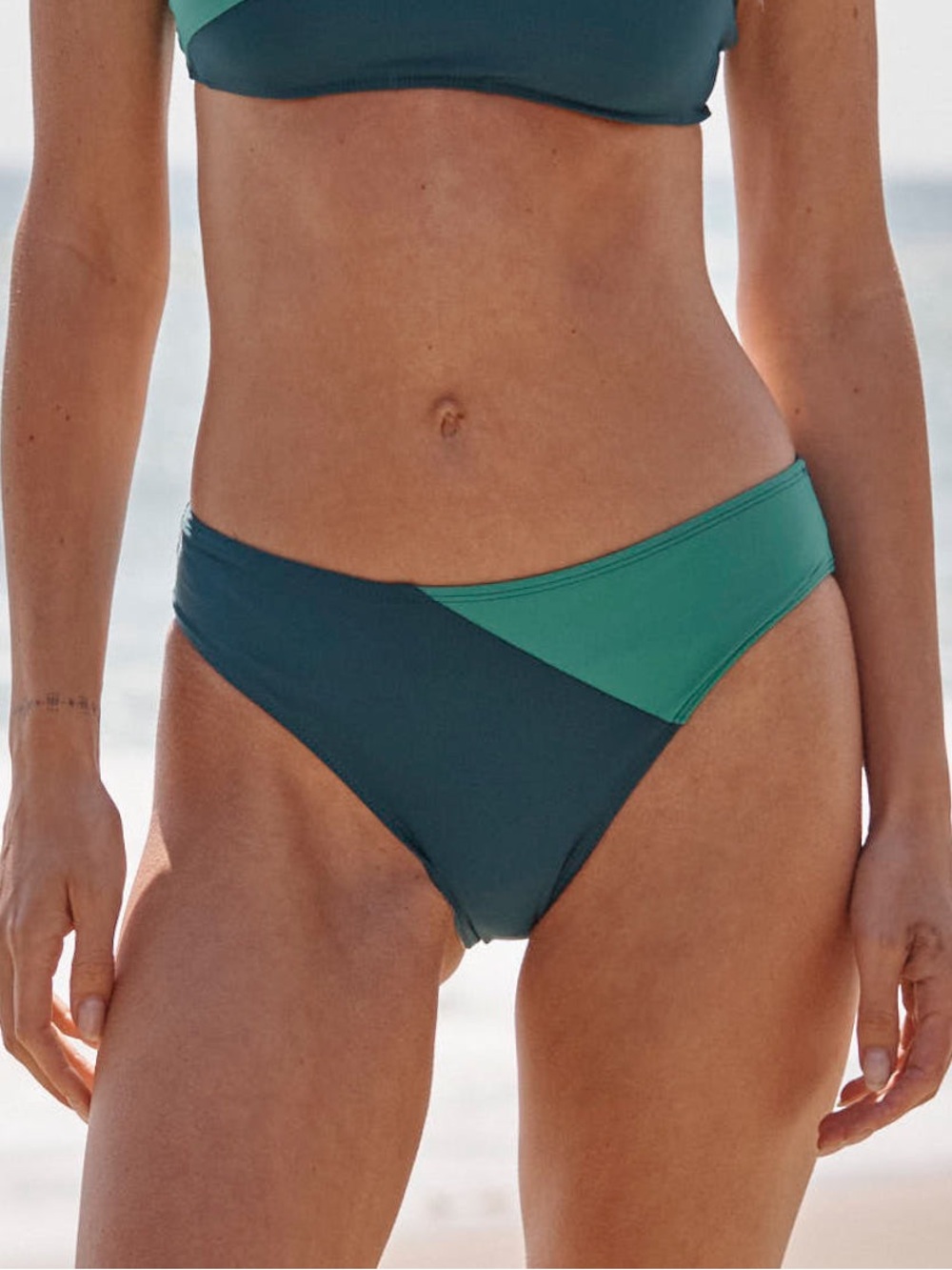 summersalt Colorblock Teal & Deep Green Bikini Bottom